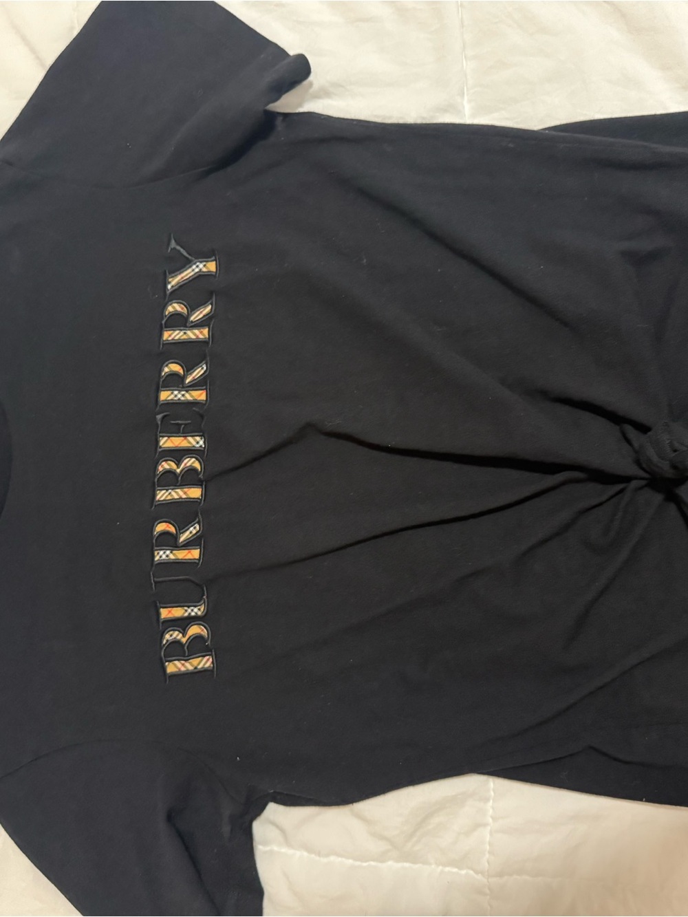 Burberry Black Short-Sleeve Logo T-Shirt with Vintage Check Inset - Picture 3 of 5